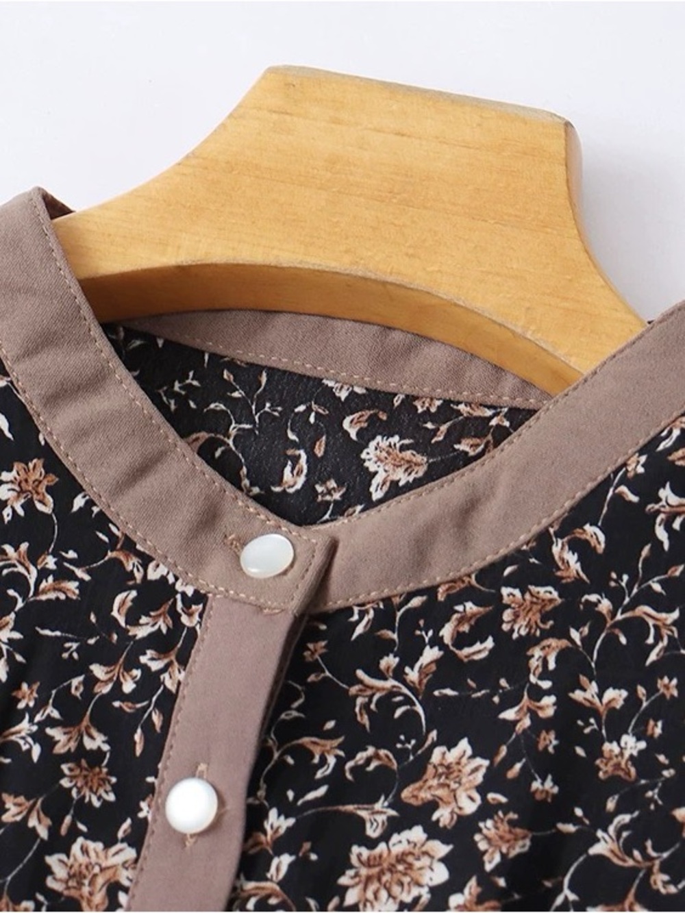 Floral Button-Front Maxi Dress in Black and Blush - Picture 3 of 8